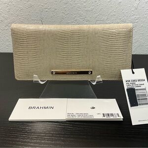 Brahmin Ady LATTE ALL OVER LIZARD Leather Wallet HTF Color